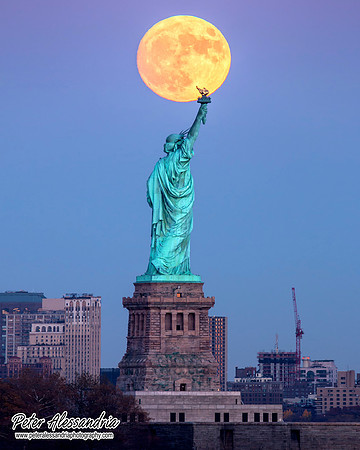 Statue of Liberty Super Moon SuperMoon