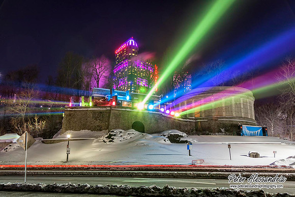 Niagara Falls frozen winter night