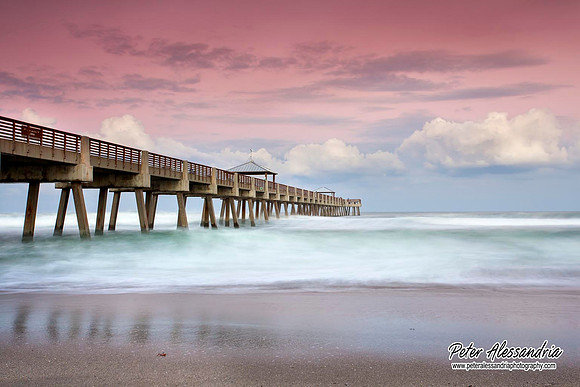 Juno Beach, Florida, pier, beach, sunset, clouds