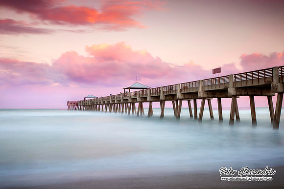 Juno Beach, Florida, pier, beach, sunset, clouds