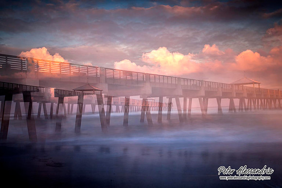 Juno Beach, Florida, pier, beach, sunset, clouds