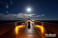 Juno Beach, full moon, pier, moonlight, Florida