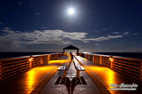 Juno Beach, full moon, pier, moonlight, Florida