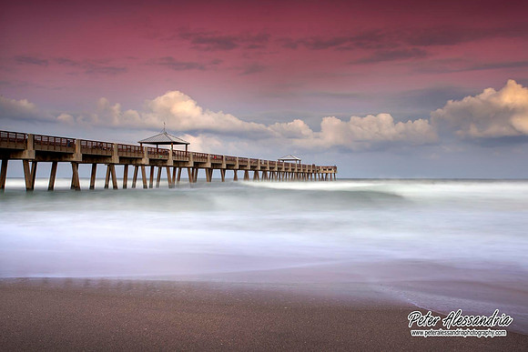 Juno Beach, Florida, pier, beach, sunset, clouds