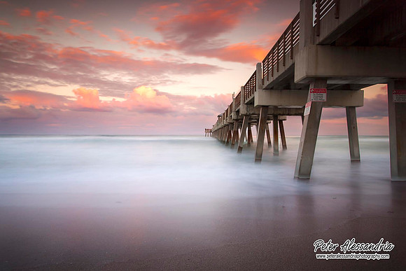Juno Beach, Florida, pier, beach, sunset, clouds