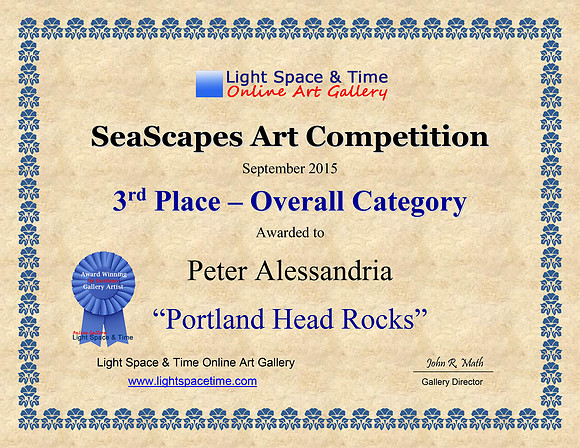 3rd Place SEASCAPES 2015 AWARD CERT