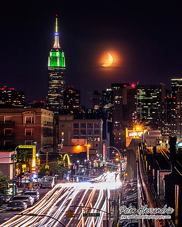 Moon Setting Over Empire State Building