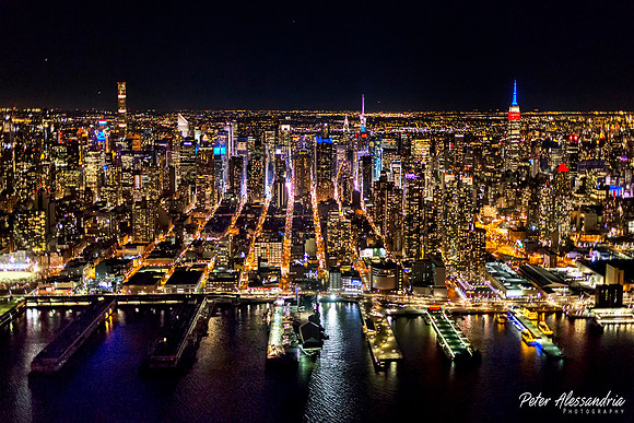 Helicopter Flight Aerial New York City Night
