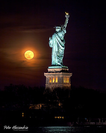 Statue of Liberty Super Moon