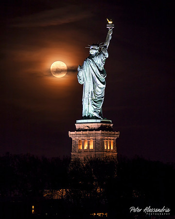 Statue of Liberty Super Moon