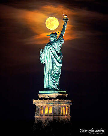 Statue of Liberty Super Moon