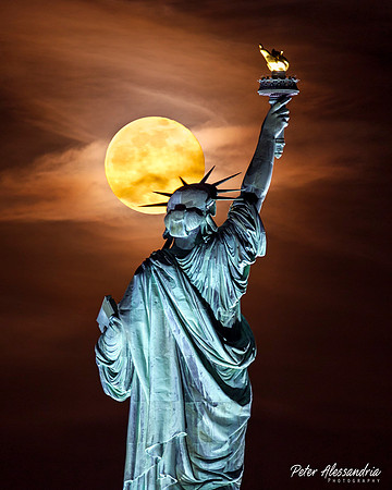 Statue of Liberty Super Moon