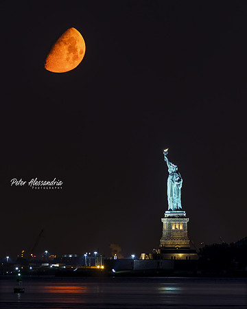Statue of Liberty Super Moon