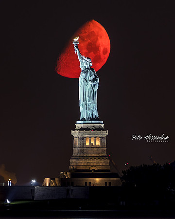 Statue of Liberty Super Moon