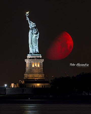 Statue of Liberty Super Moon