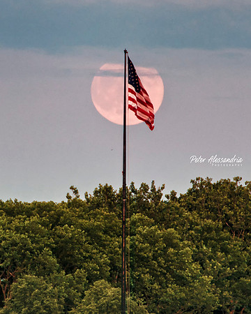 American Flag full moon