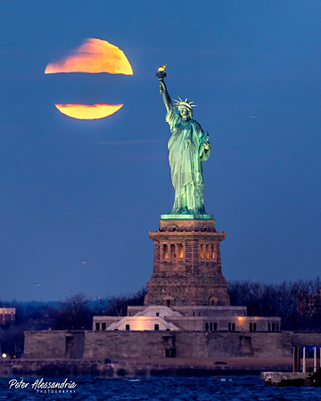 Statue of Liberty Super Moon