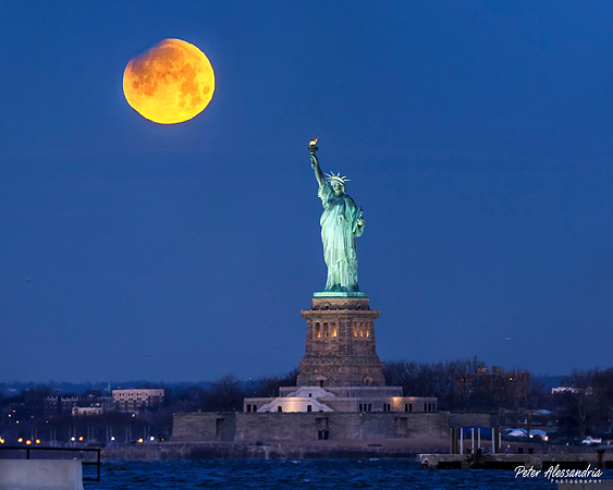 Statue of Liberty Super Moon