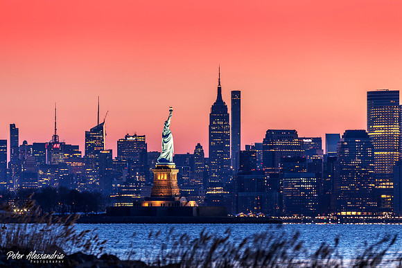 Statue of Liberty + Empire State Building