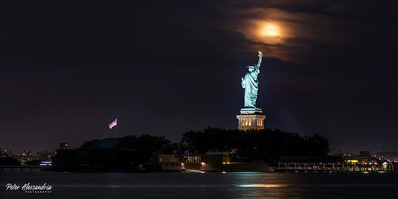 Statue of Liberty Full Moon