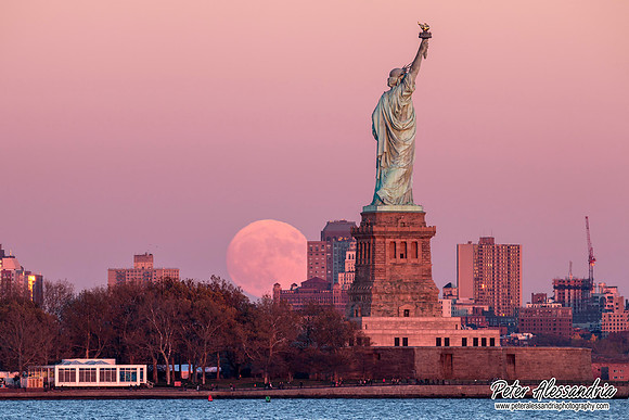 Statue of Liberty Super Moon SuperMoon