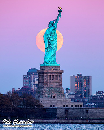 Statue of Liberty Super Moon SuperMoon