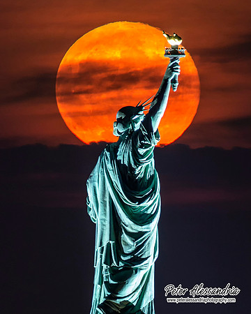 Statue of Liberty Super Moon