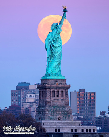Statue of Liberty Super Moon SuperMoon