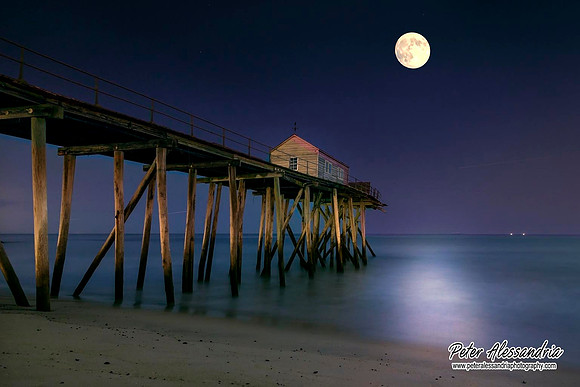 Super Moon ocean pier