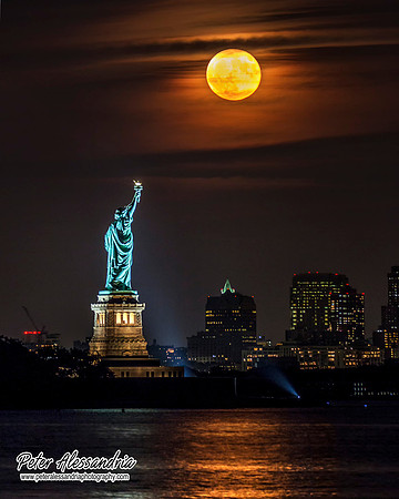 Statue of Liberty Super Moon