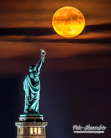 Statue of Liberty Super Moon