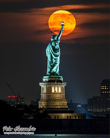 Statue of Liberty Super Moon