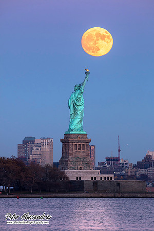 Statue of Liberty Super Moon SuperMoon